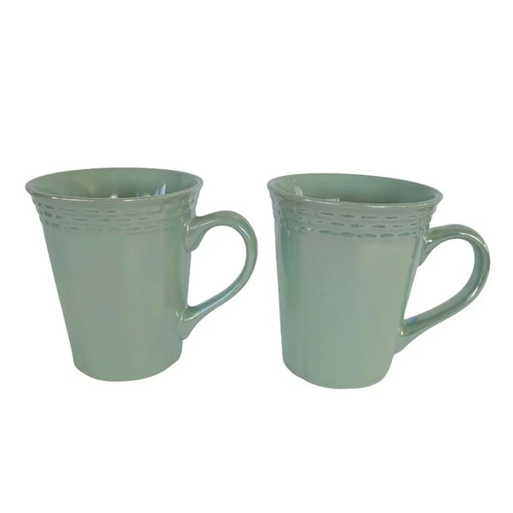 Belle Maison Iridescent Mint Green Mugs Set of 2 - Picture 3 of 11